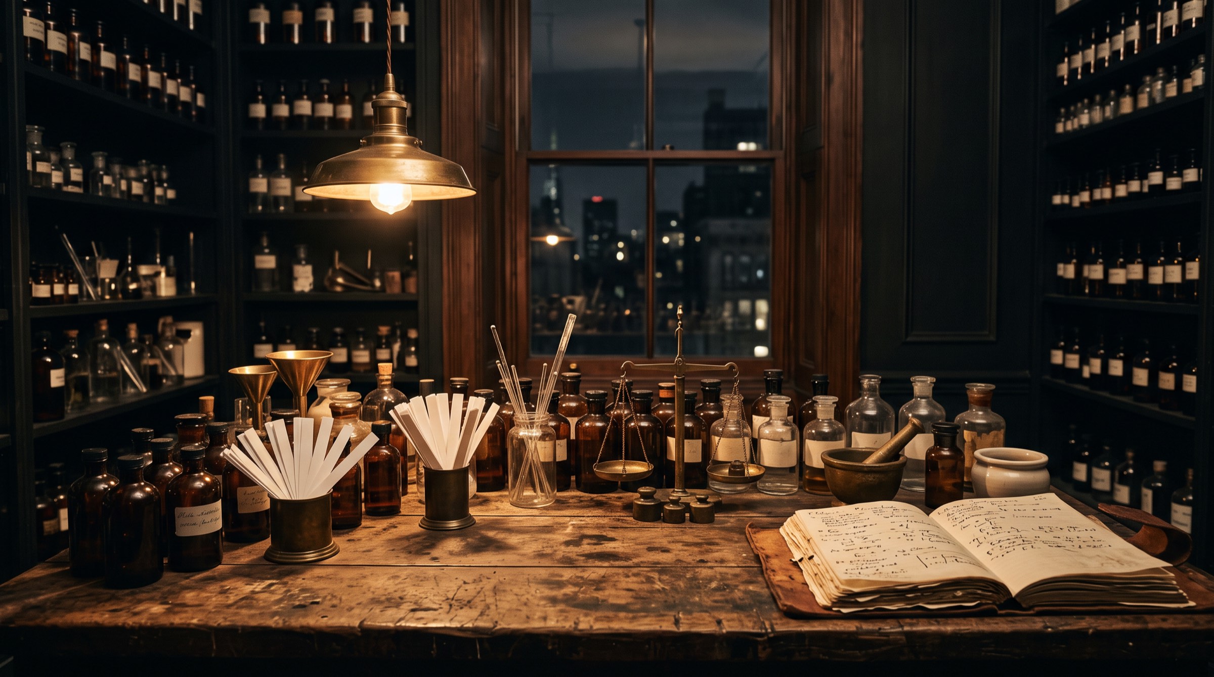 The perfumer's atelier at night